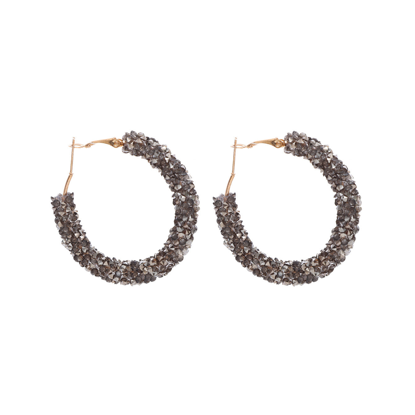 Wholesale Shiny Diamond Hoop Earrings Full of Diamond Circle Earrings